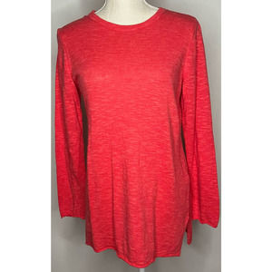 Eileen Fisher coral pink long sleeve pullover sweater organic linen cotton XS